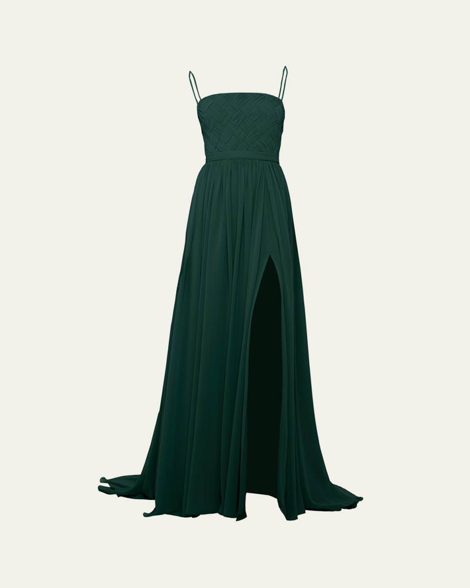 Millicent Woven Spaghetti Strap Gown